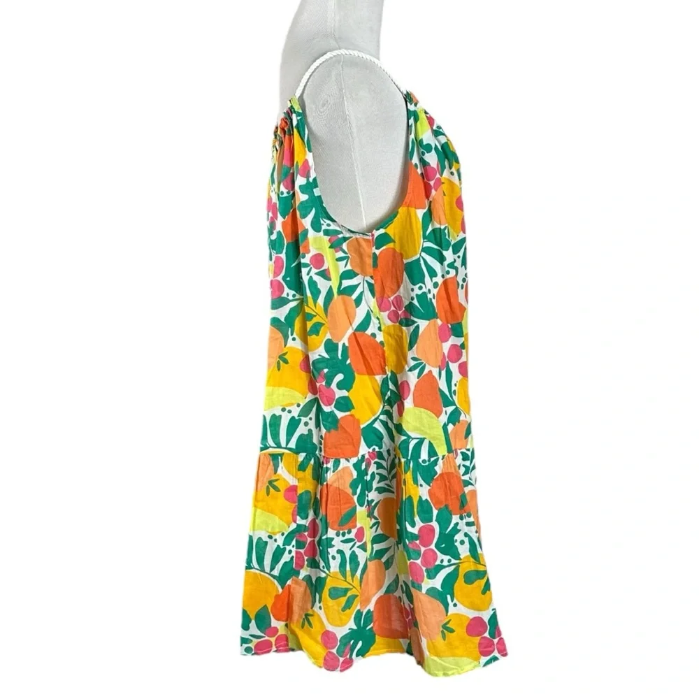 J.Crew Rope Tie Mini Cover Up Mini Dress Rainbow Fruit Size XL NWT Swim Summer
